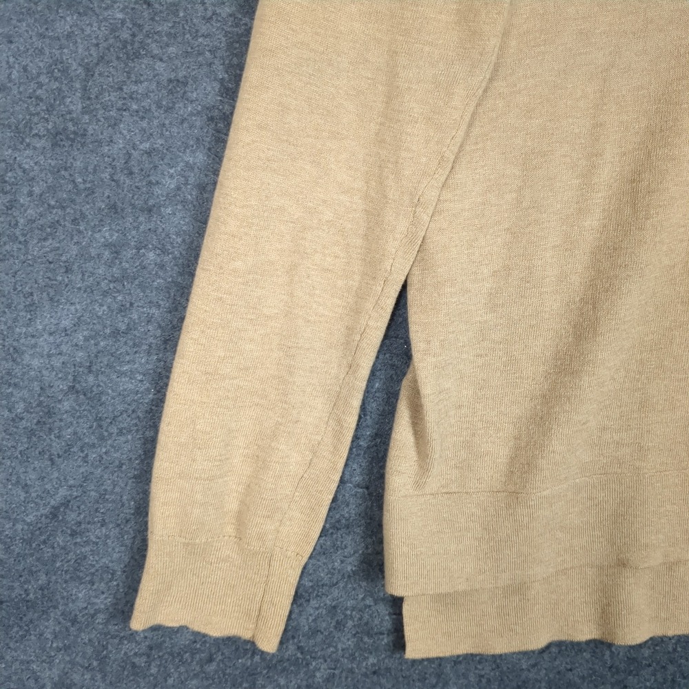 Gap Womens Tan Beige Silk Blend V-Neck Pullover Sweater Size M Drop Shoulder - Picture 3 of 11